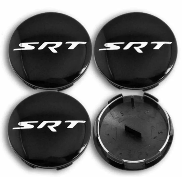 SRT CENTER CAPS GLOSS BLACK AND SILVER