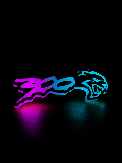 RGB Chrysler 300 Hellcat Emblem LED Badge — Bluetooth Color-Chasing Light