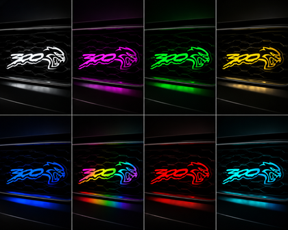 RGB Chrysler 300 Hellcat Emblem LED Badge — Bluetooth Color-Chasing Light
