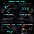 RGB 345 Emblem LED Badge — Bluetooth Color-Chasing Light