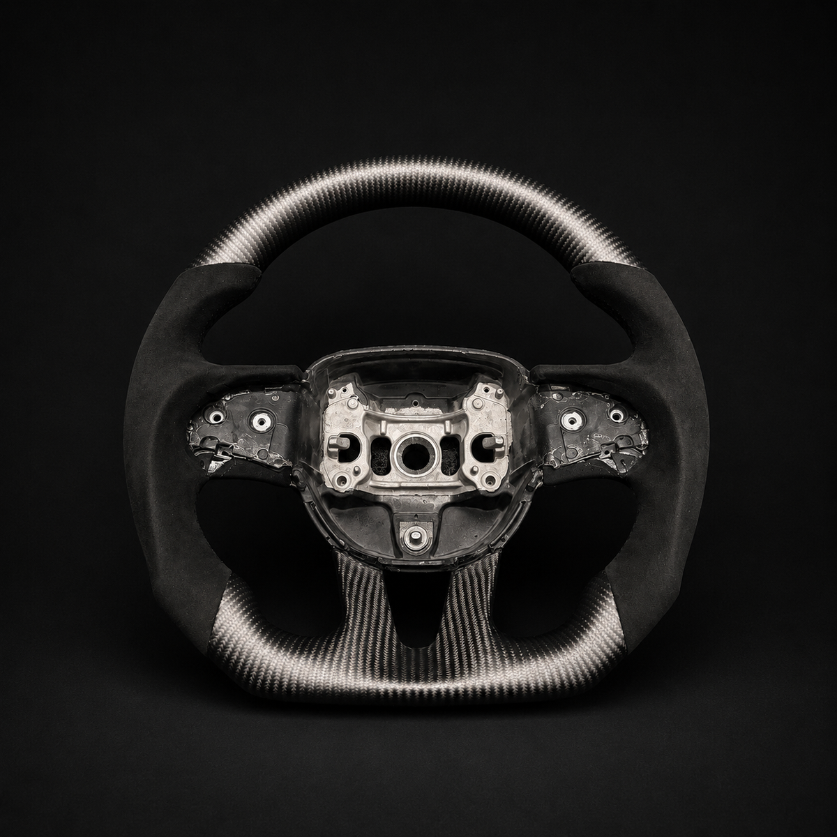 Custom Carbon Fiber & Alcantara Flat Bottom Steering Wheel for Mopar