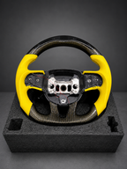 Custom Steering Wheel for Mopar with yellow carbon fiber