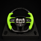 Custom Lime Green Carbon Fiber Steering Wheel for Mopar