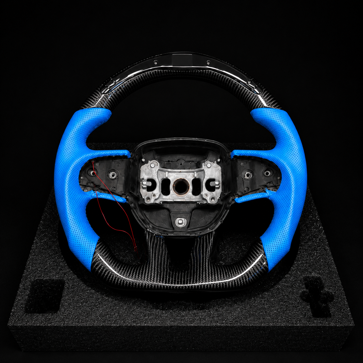 Custom Carbon Fiber Steering Wheel for Mopar - Miami blue