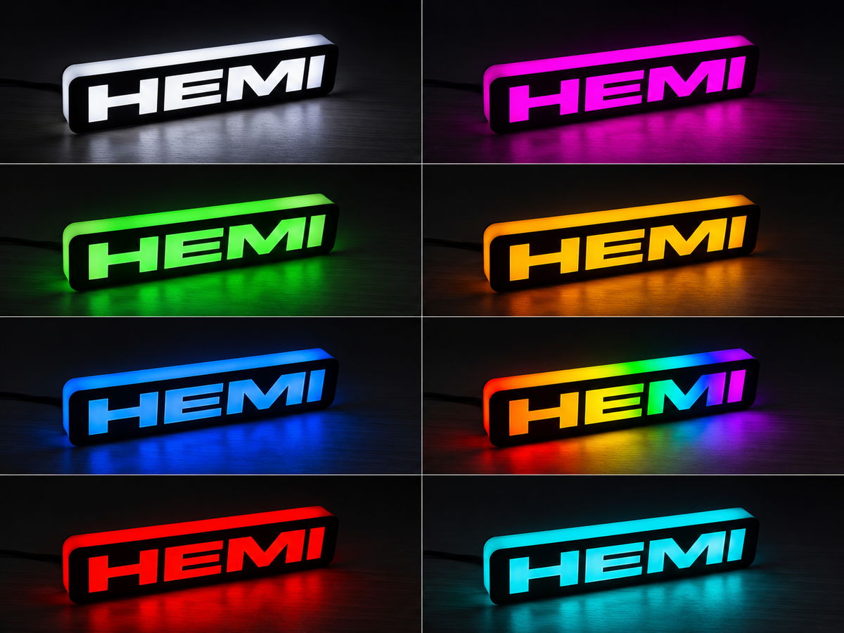RGB HEMI EMBLEM LED Badge — Bluetooth Color-Chasing Light