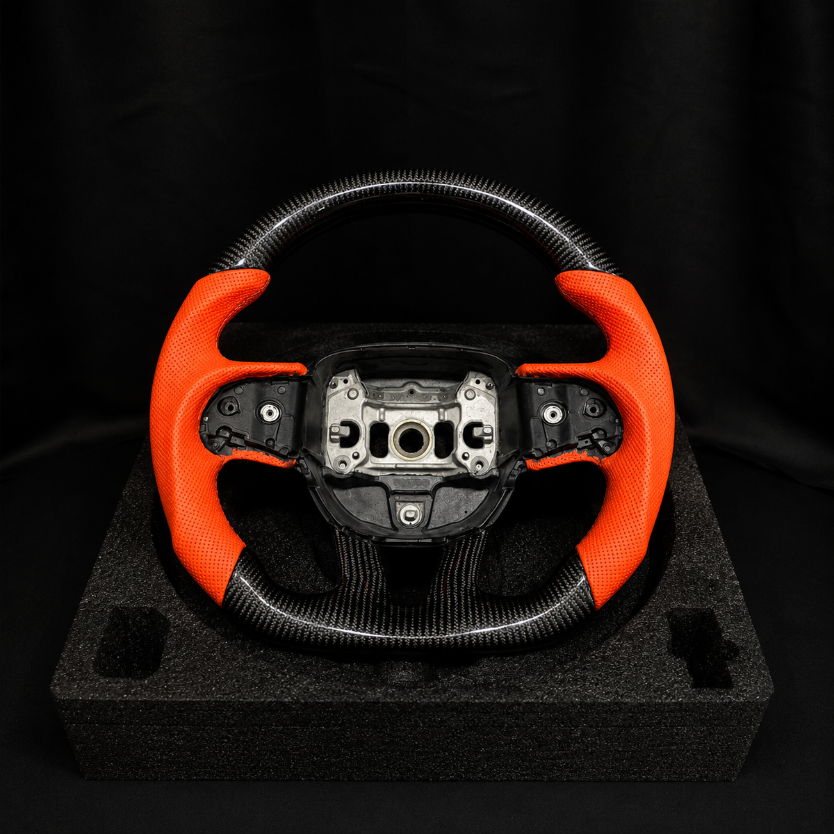 Custom Orange Carbon Fiber Steering Wheel for Mopar