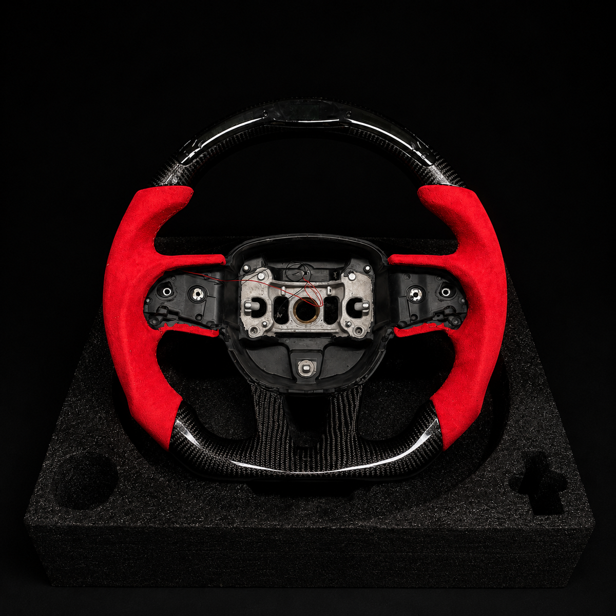 Custom Red Carbon Fiber Steering Wheel for Mopar