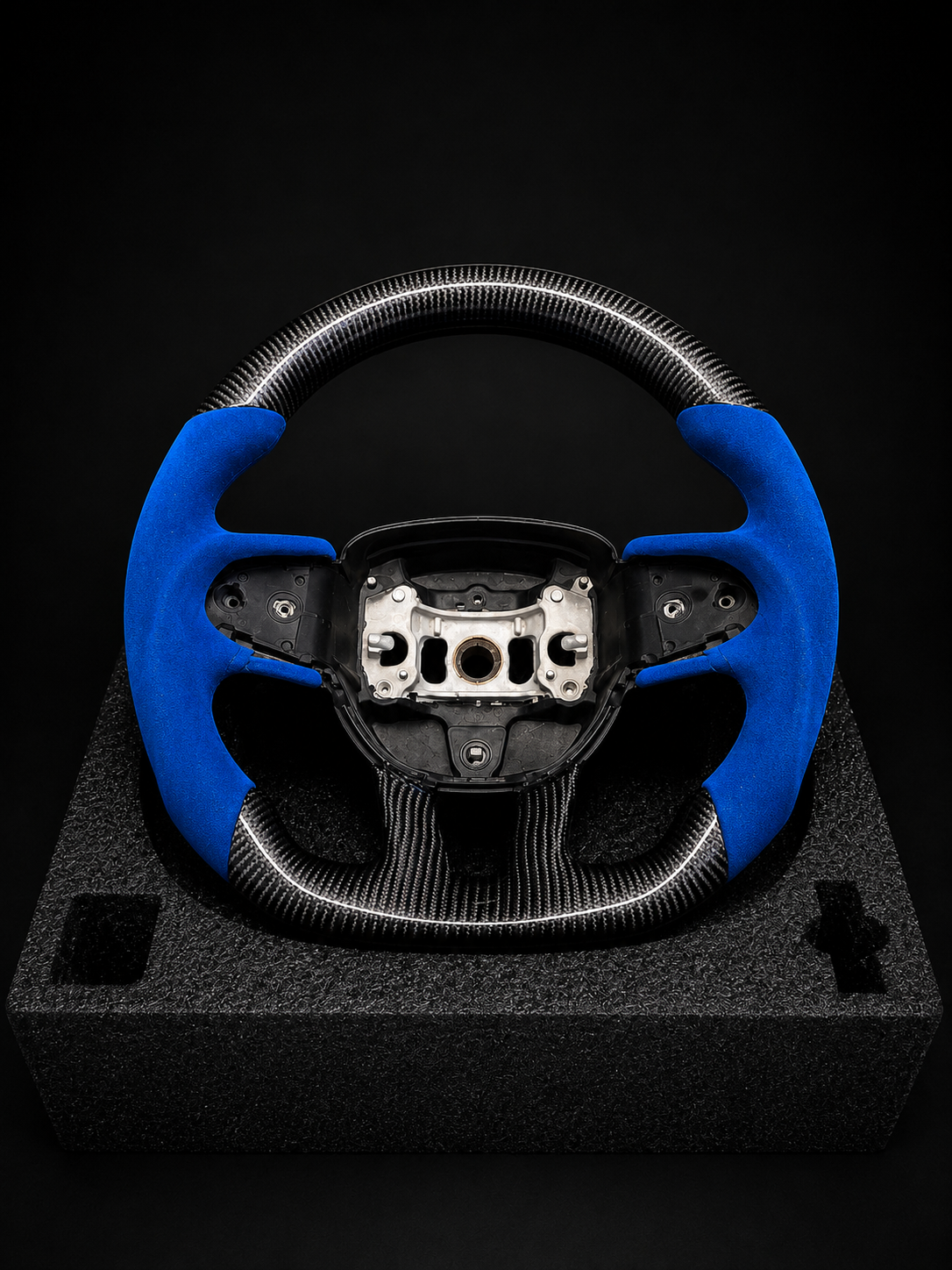 Custom Carbon Fiber Steering Wheel for Mopar – suede royal blue