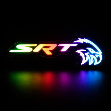 RGB SRT Hawk Emblem LED Badge — Bluetooth Color-Chasing for Dodge Vehicles