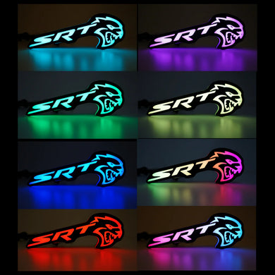 RGB SRT Hellcat Emblem LED Badge — Bluetooth Color-Chasing Light for Dodge Challenger & Charger Hellcat