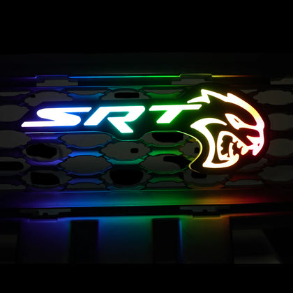 RGB SRT Hellcat Emblem LED Badge — Bluetooth Color-Chasing Light for Dodge Challenger & Charger Hellcat