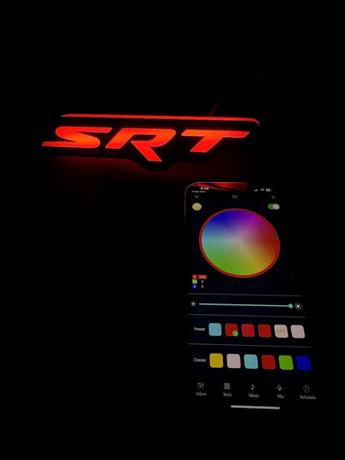 RGB SRT Grille Badge LED Emblem — Bluetooth Color-Chasing Light for Dodge SRT Vehicles