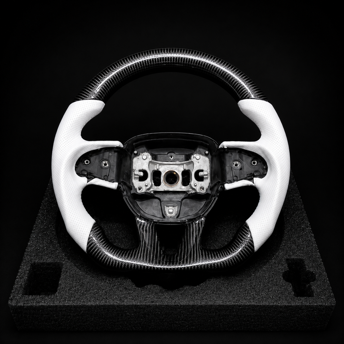 Custom Carbon Fiber Steering Wheel for Mopar – White