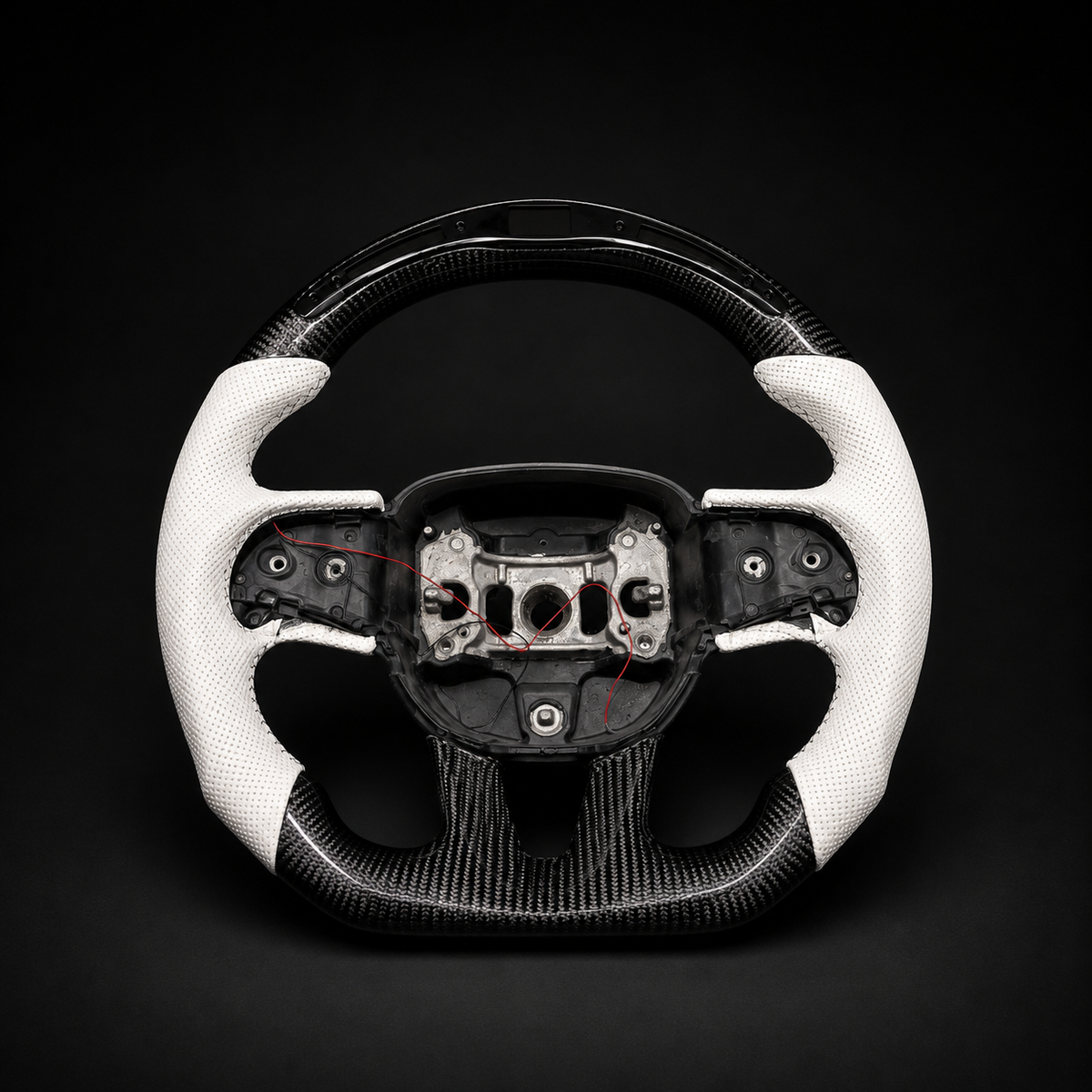 Custom White Carbon Fiber Steering Wheel for Mopar