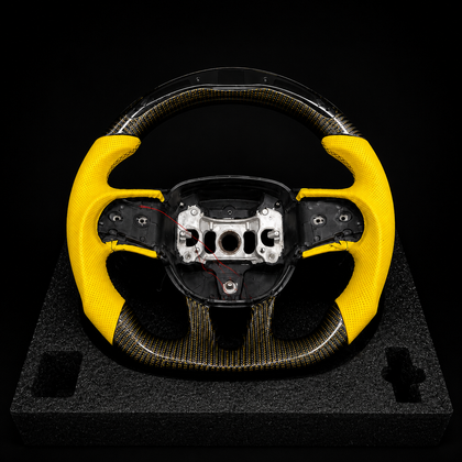 Custom Steering Wheel for Mopar with yellow carbon fiber