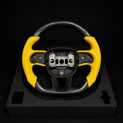Custom Yellow Carbon Fiber Steering Wheel For Mopar