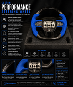 Custom RoyalbluwBlue Alcantara Carbon Fiber Steering Wheel For Mopar