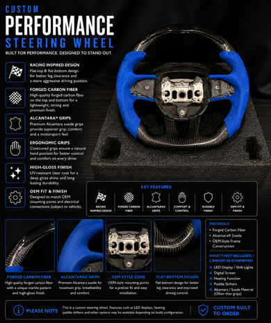 Custom Royal Blue Alcantara Carbon Fiber Steering Wheel For Mopar
