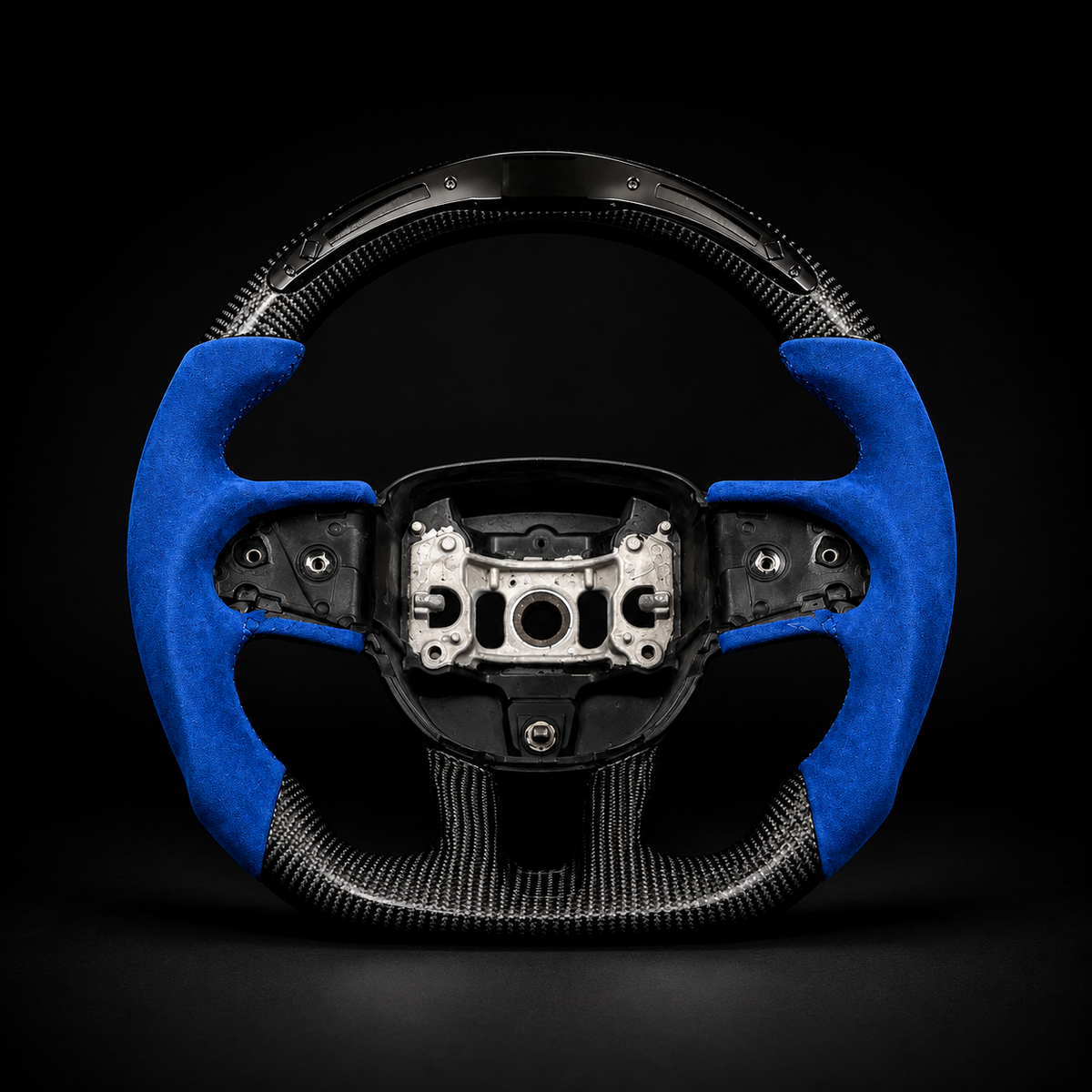 Custom RoyalbluwBlue Alcantara Carbon Fiber Steering Wheel For Mopar