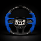 Custom RoyalbluwBlue Alcantara Carbon Fiber Steering Wheel For Mopar