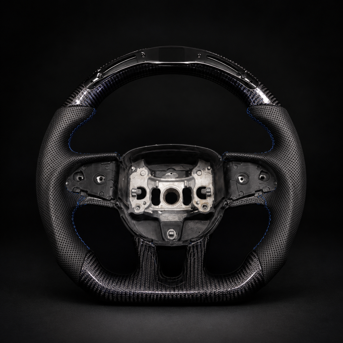 Custom Blue Forged Carbon Fiber Steering Wheel For Mopar