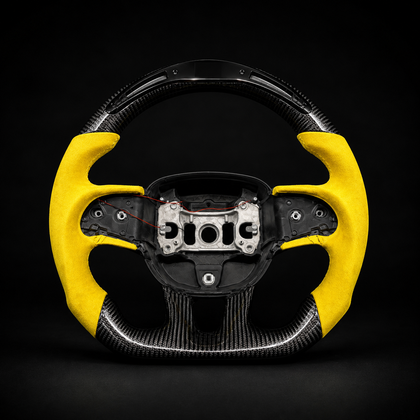 Custom Yellow Alcantara Carbon Fiber Steering Wheel For Mopar Dodge Challenger Charger Hellcat SRT