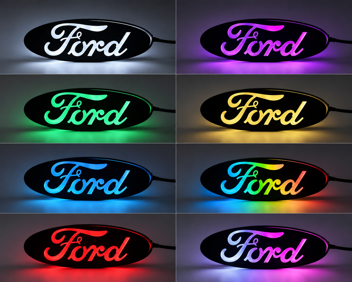 RGB Ford F-150 Emblem LED Badge — Bluetooth Color-Chasing Light