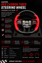 Custom Red Carbon Fiber Flat Bottom Steering Wheel for Mopar