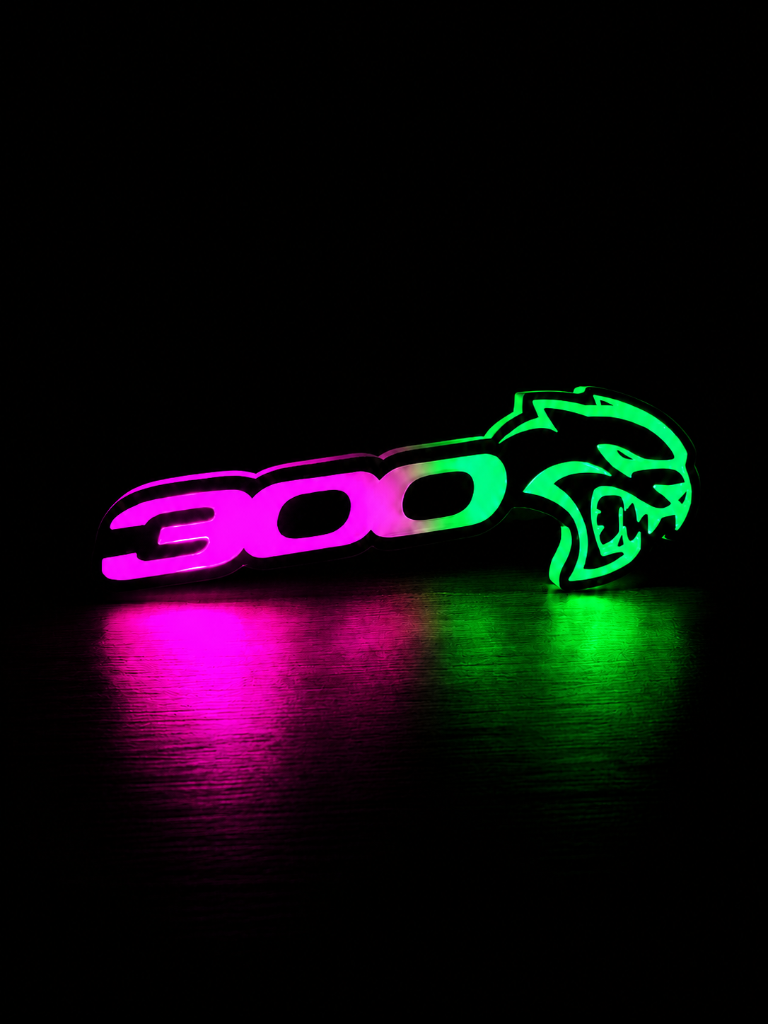 RGB Chrysler 300 Hellcat Emblem LED Badge — Bluetooth Color-Chasing Light for Chrysler 300