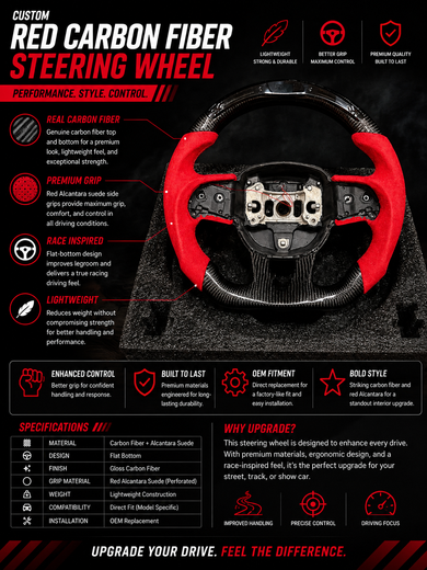 Custom Red Carbon Fiber Steering Wheel for Mopar