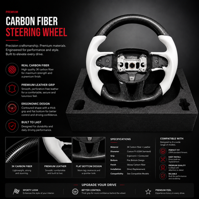 Custom Carbon Fiber Steering Wheel for Mopar – White