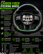 Custom Green Carbon Fiber Steering Wheel For Mopar
