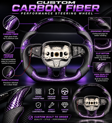 Custom Purple Forged Carbon Fiber Steering Wheel For mopar