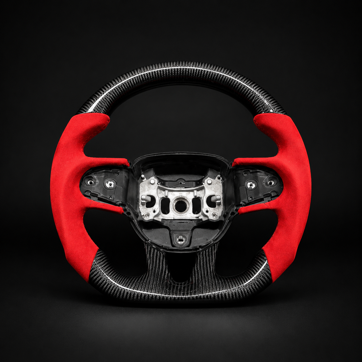 Custom Carbon Fiber & Red Alcantara Steering Wheel For Mopar