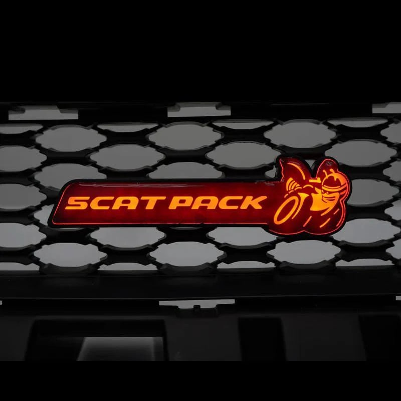 RGB Scat Pack Emblem LED Badge with Bee — Bluetooth Color-Chasing Light for Dodge Challenger & Charger Scat Pack