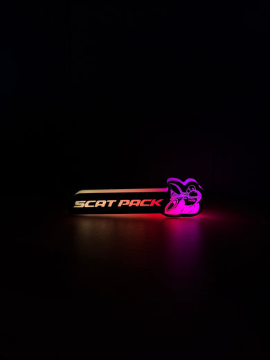 RGB Scat Pack Emblem LED Badge with Bee — Bluetooth Color-Chasing Light for Dodge Challenger & Charger Scat Pack