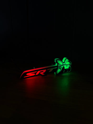 RGB SRT Super Bee Emblem LED Badge — Bluetooth Color-Chasing Light for Dodge Challenger & Charger