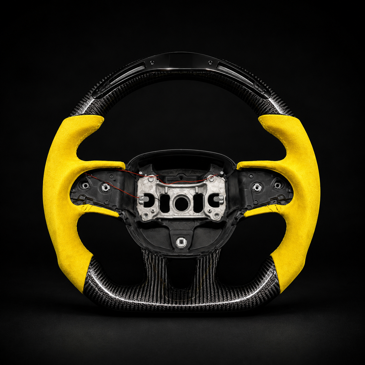 Custom Yellow Alcantara Carbon Fiber Steering Wheel For Mopar