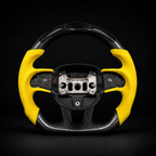 Custom Yellow Alcantara Carbon Fiber Steering Wheel For Mopar