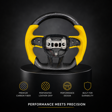 Custom Yellow Carbon Fiber Steering Wheel for Mopar – Leather & LED